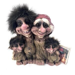 Vintage NYFORM Figure Norwegian Troll Family of 4 Handmade Sculpture Norway 1999